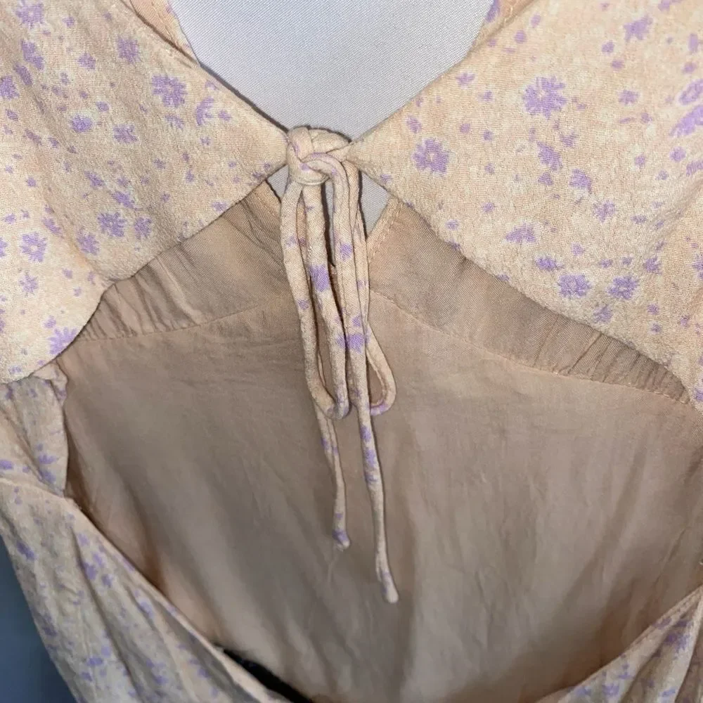 Sophie Rue Revolve Peachy Pink Floral Dress Open Back